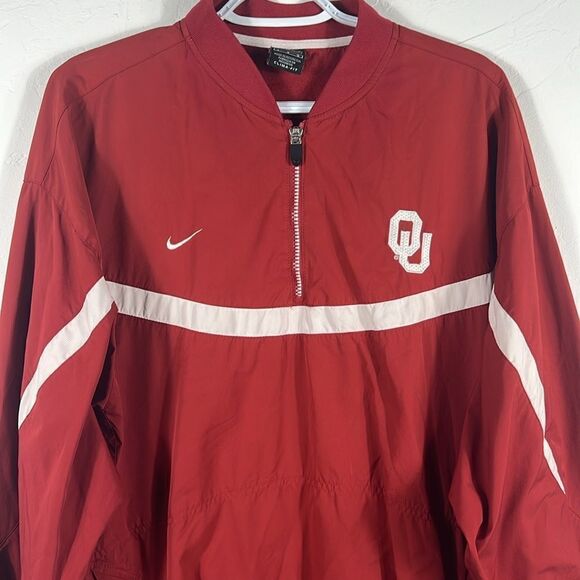 🔥🏈 Vintage OKLAHOMA SOONERS Nike Clima-Fit Quarter Zip Pullover Jacket Sz Lg - Picture 2 of 16